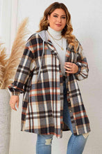 Load image into Gallery viewer, Plus Size Plaid Drop Shoulder Hooded Coat - Shop &amp; Buy
