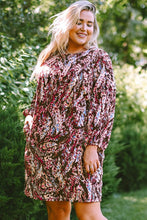 Load image into Gallery viewer, Plus Size Printed Round Neck Long Sleeve Mini Dress - Shop &amp; Buy
