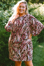 Load image into Gallery viewer, Plus Size Printed Round Neck Long Sleeve Mini Dress - Shop &amp; Buy
