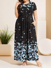 Load image into Gallery viewer, Plus Size Printed Round Neck Short Sleeve Maxi Dress - Shop &amp; Buy
