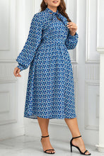 Load image into Gallery viewer, Plus Size Printed Tie Neck Midi Dress - Shop &amp; Buy
