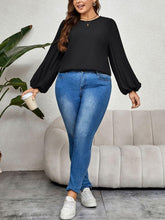 Load image into Gallery viewer, Plus Size Round Neck Puff Sleeve Blouse - Shop &amp; Buy
