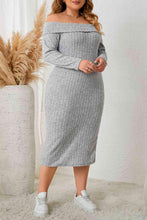 Load image into Gallery viewer, Plus Size Square Neck Long Sleeve Slit Dress - Shop &amp; Buy
