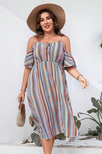 Load image into Gallery viewer, Plus Size Striped Cold-Shoulder Dress - Shop &amp; Buy
