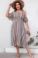 Load image into Gallery viewer, Plus Size Striped Cold-Shoulder Dress - Shop &amp; Buy
