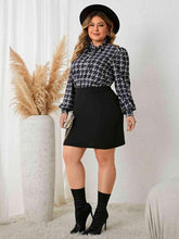 Load image into Gallery viewer, Plus Size Tie Neck Long Sleeve Mini Dress - Shop &amp; Buy

