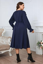 Load image into Gallery viewer, Plus Size V-Neck Buttoned Flounce Sleeve Dress - Shop &amp; Buy
