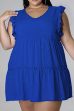 Load image into Gallery viewer, Plus Size V-Neck Frill Trim Mini Dress - Shop &amp; Buy
