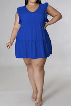 Load image into Gallery viewer, Plus Size V-Neck Frill Trim Mini Dress - Shop &amp; Buy
