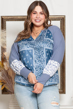 Load image into Gallery viewer, Plus Size V-Neck Printed Raglan Sleeve Blouse - Shop &amp; Buy
