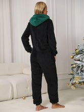 Load image into Gallery viewer, Pom-Pom Trim Zip Front Hooded Lounge Jumpsuit - Shop &amp; Buy
