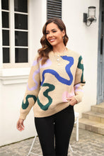 Load image into Gallery viewer, Printed Round Neck Dropped Shoulder Pullover Sweater - Shop &amp; Buy
