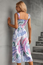 Load image into Gallery viewer, Printed Ruffle Strap Smocked Belted Jumpsuit - Shop &amp; Buy
