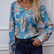 Load image into Gallery viewer, Printed V-Neck Long Sleeve Blouse - Shop &amp; Buy
