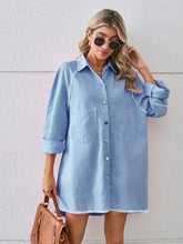 Load image into Gallery viewer, Raw Hem Button Up Denim Dress - Shop &amp; Buy
