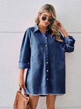 Load image into Gallery viewer, Raw Hem Button Up Denim Dress - Shop &amp; Buy
