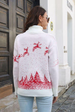 Load image into Gallery viewer, Reindeer &amp; Snow Pattern Turtle Neck Pullover Sweater - Shop &amp; Buy
