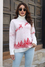 Load image into Gallery viewer, Reindeer &amp; Snow Pattern Turtle Neck Pullover Sweater - Shop &amp; Buy

