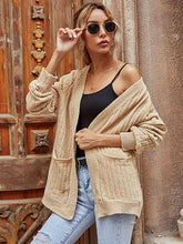 Load image into Gallery viewer, Ribbed Open Front Long Sleeve Cardigan with Pockets - Shop &amp; Buy
