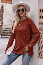 Load image into Gallery viewer, Ribbed Round Neck Buttoned Tee - Shop &amp; Buy
