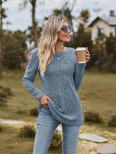 Load image into Gallery viewer, Ribbed Round Neck Long Sleeve Tee - Shop &amp; Buy
