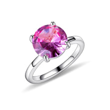 Load image into Gallery viewer, Round Lab Pink Sapphire Four Prong Solitaire Engagement Rings 925 Sterling Silver Anniversary Promise Gift Ring - Shop &amp; Buy
