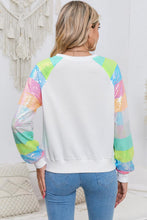 Load image into Gallery viewer, Round Neck Color Block Glitter Sleeve Sweatshirt - Shop &amp; Buy
