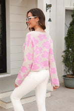 Load image into Gallery viewer, Round Neck Flower Pattern Dropped Shoulder Pullover Sweater - Shop &amp; Buy

