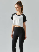 Load image into Gallery viewer, Round Neck Raglan Sleeve Cropped Sports Top - Shop &amp; Buy
