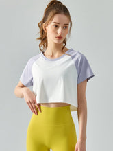 Load image into Gallery viewer, Round Neck Raglan Sleeve Cropped Sports Top - Shop &amp; Buy
