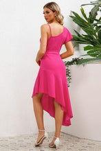 Load image into Gallery viewer, Ruffled Asymmetrical Neck Flutter Sleeve Dress - Shop &amp; Buy
