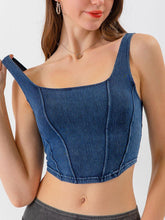 Load image into Gallery viewer, Seam Detail Cropped Denim Tank - Shop &amp; Buy
