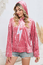 Load image into Gallery viewer, Sequin Flash Pattern Long Sleeve Dropped Shoulder Oversized Hoodie - Shop &amp; Buy
