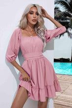 Load image into Gallery viewer, Square Neck Tie Back Ruffle Hem Dress - Shop &amp; Buy
