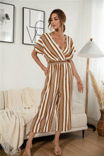 Load image into Gallery viewer, Striped V Neck Wide Leg Jumpsuit - Shop &amp; Buy
