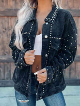 Load image into Gallery viewer, Studded Collared Neck Button Down Jacket - Shop &amp; Buy
