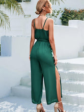 Load image into Gallery viewer, Tie Belt Spaghetti Strap Slit Jumpsuit - Shop &amp; Buy
