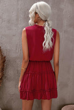 Load image into Gallery viewer, Tie Neck Frill Trim Sleeveless Mini Dress - Shop &amp; Buy