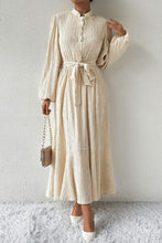 Load image into Gallery viewer, Tied Button Up Balloon Sleeve Dress - Shop &amp; Buy
