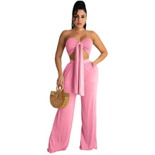 Load image into Gallery viewer, Two Piece Women Suits Croset Tops Wide Leg Pant - Shop &amp; Buy
