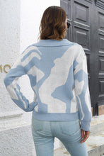 Load image into Gallery viewer, Two-Tone Johnny Collar Dropped Shoulder Pullover Sweater - Shop &amp; Buy
