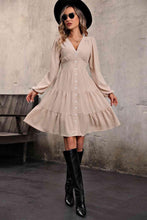 Load image into Gallery viewer, V Neck Button Up Tiered Dress - Shop &amp; Buy
