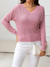 Load image into Gallery viewer, V-Neck Long Sleeve Eyelet Knit Top - Shop &amp; Buy
