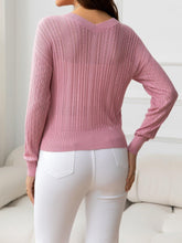Load image into Gallery viewer, V-Neck Long Sleeve Eyelet Knit Top - Shop &amp; Buy
