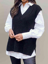 Load image into Gallery viewer, V-Neck Slit Sweater Vest - Shop &amp; Buy
