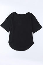 Load image into Gallery viewer, Waffle-Knit V-Neck Dropped Shoulder Blouse - Shop &amp; Buy
