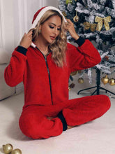 Load image into Gallery viewer, Zip Front Long Sleeve Hooded Teddy Lounge Jumpsuit - Shop &amp; Buy
