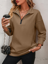 Load image into Gallery viewer, Zip-Up Dropped Shoulder Sweatshirt - Shop &amp; Buy
