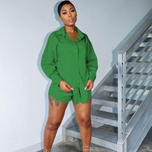 Load image into Gallery viewer, Znaiml Casual Tracksuit Long Sleeve Shirt Top and Shorts Matching Sets Sporty Streetwear Solid Color Womens 2 Piece Outfits - Shop &amp; Buy
