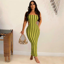 Load image into Gallery viewer, Znaiml Hollow Out Body-shaping Stretchy Slim Evening Party Long Robes for Women Elegant Tube Striped Strapless Maxi Dresses - Shop &amp; Buy
